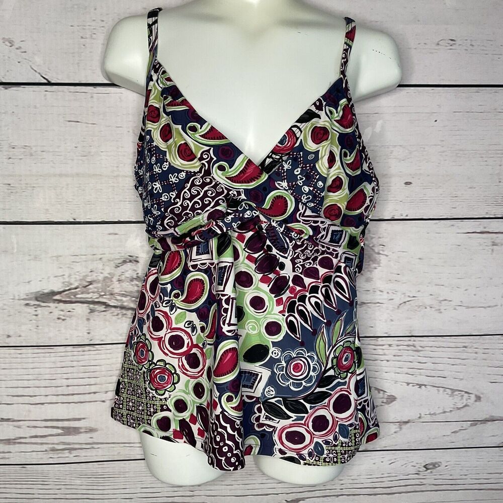 Athleta Swim Tank Top Tankini Multicolored Paisley Underwired 2-36C/34D/32D‎ Y2K